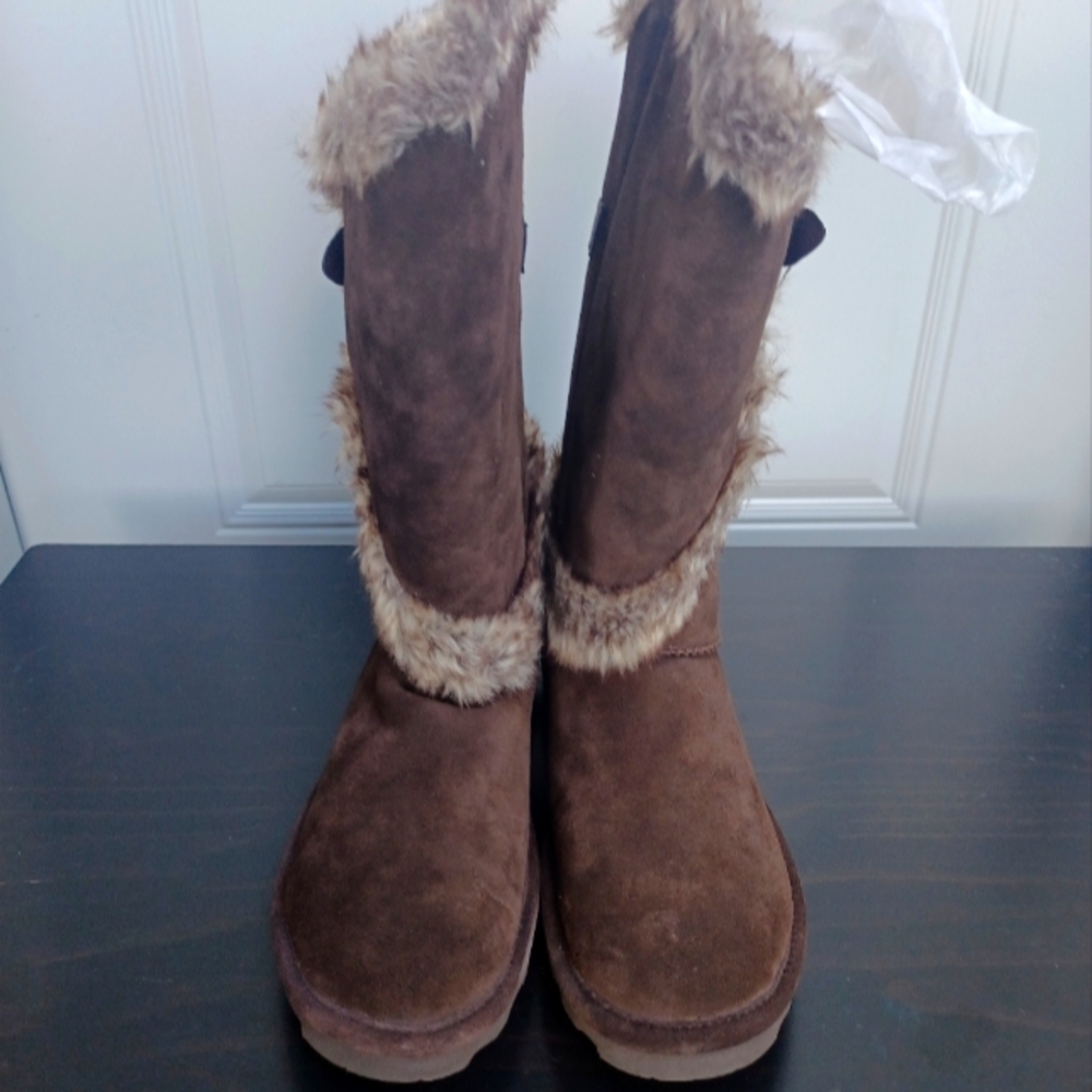 BearPaw Chocolate Boots with Faux Fur